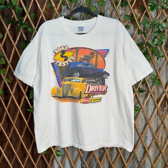 Vintage Y2K Les Schwab 1950s car promo 2000s racing t-shirt - Picture 1 of 5